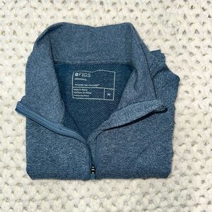 Figs Blue Zip Up Sweater Soft Knit